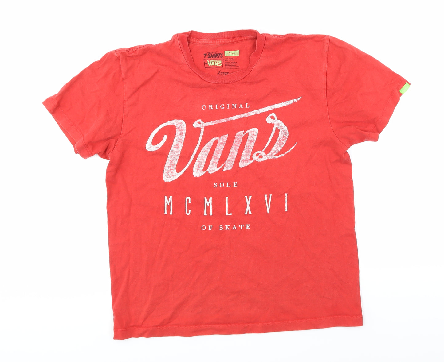 VANS Boys Red   Basic T-Shirt Size L