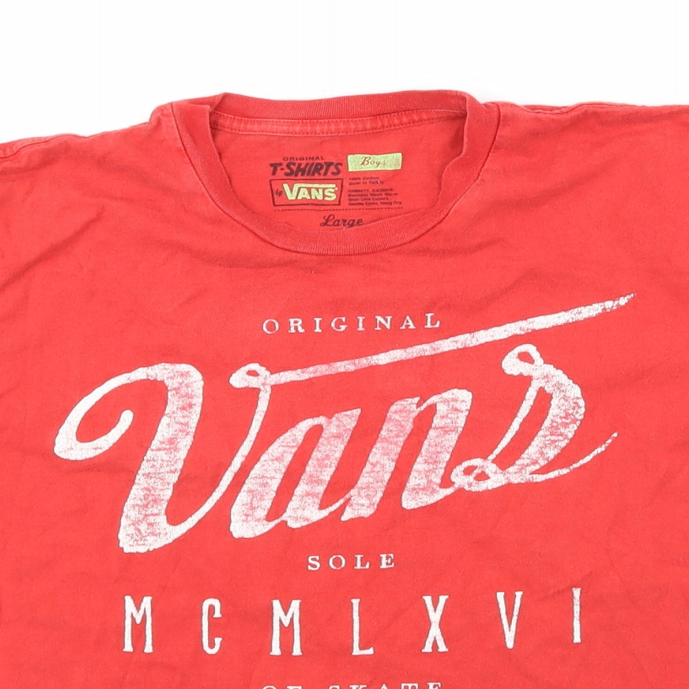 VANS Boys Red   Basic T-Shirt Size L