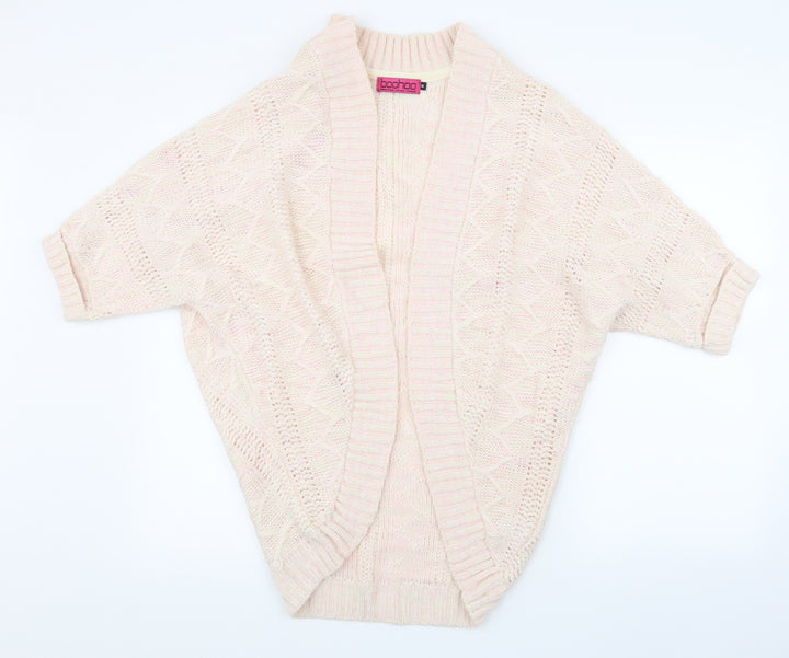Boohoo Womens Pink Knit Cardigan Jumper Size M