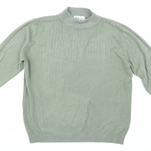 Design Essentials Womens Green  Knit Pullover Jumper Size M