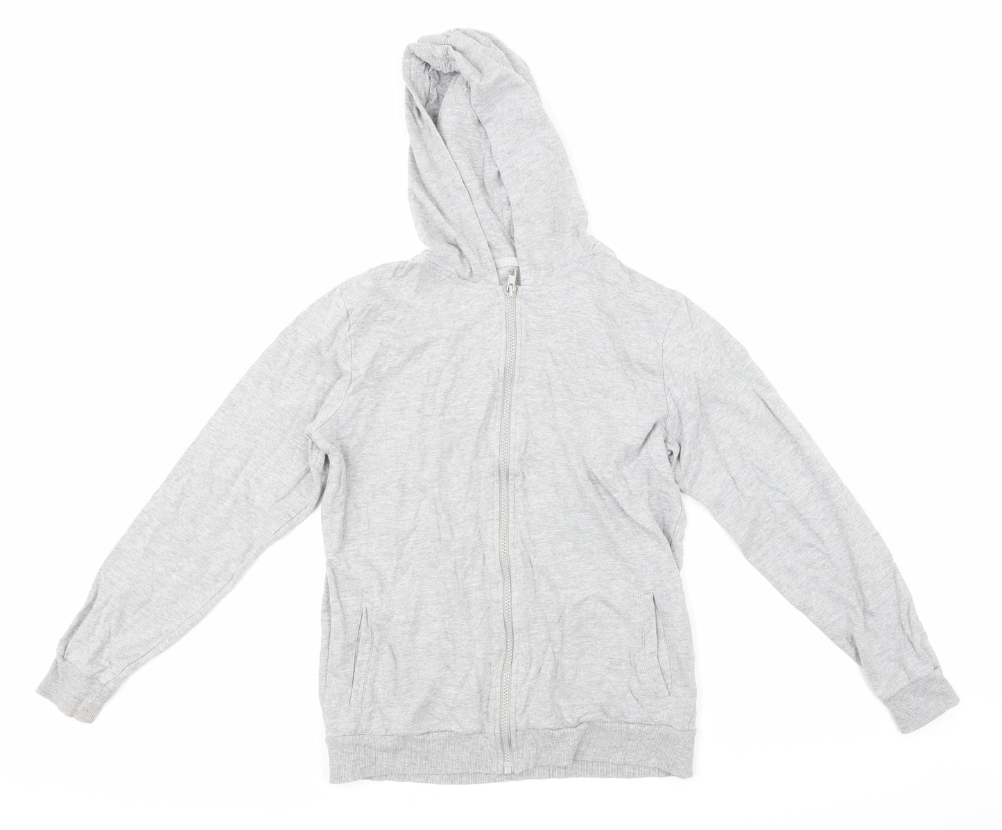 Preworn Girls Grey   Full Zip Hoodie Size 12-13 Years