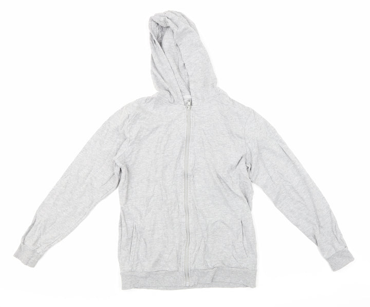 Preworn Girls Grey   Full Zip Hoodie Size 12-13 Years
