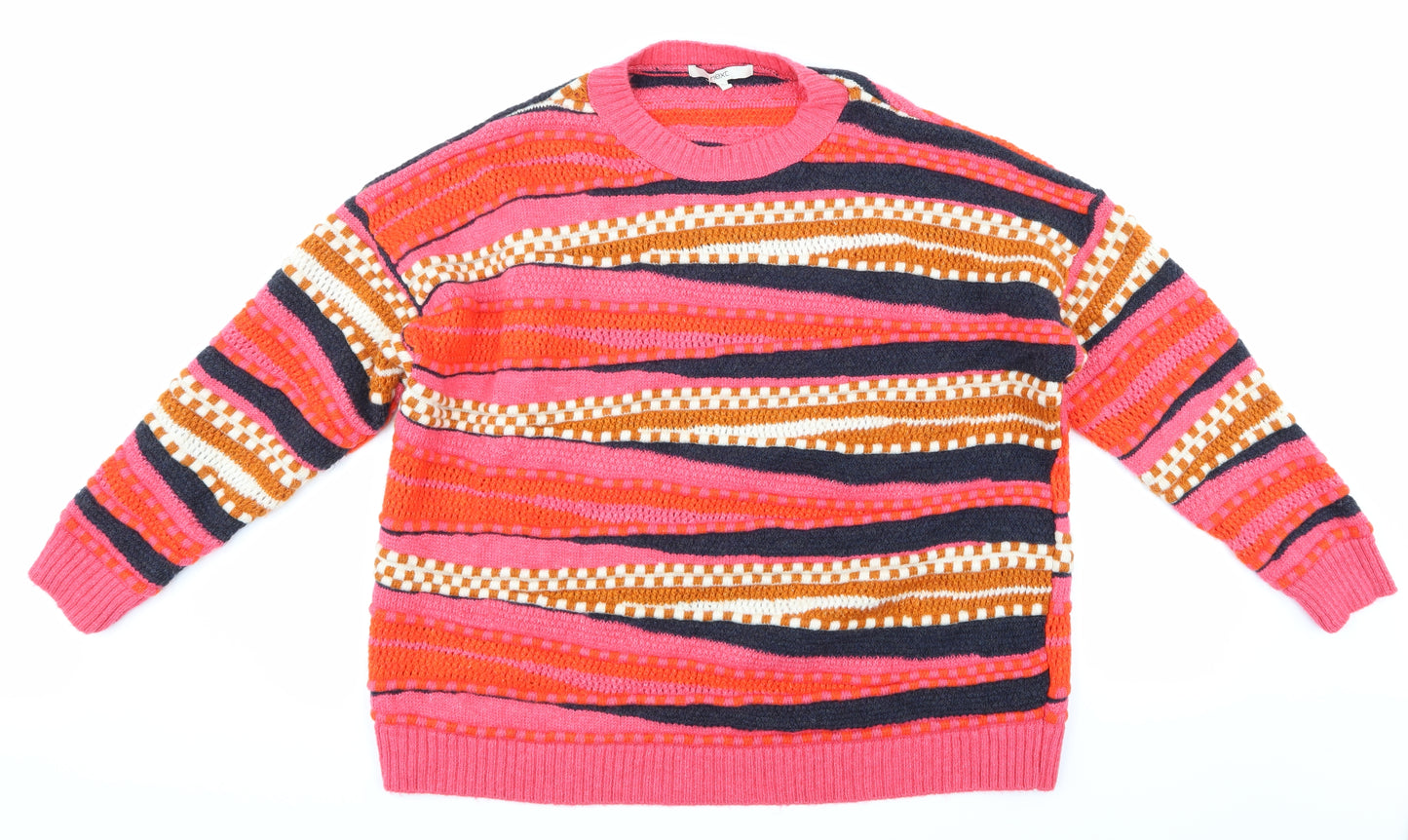 NEXT Womens Pink Striped Knit Pullover Jumper Size L