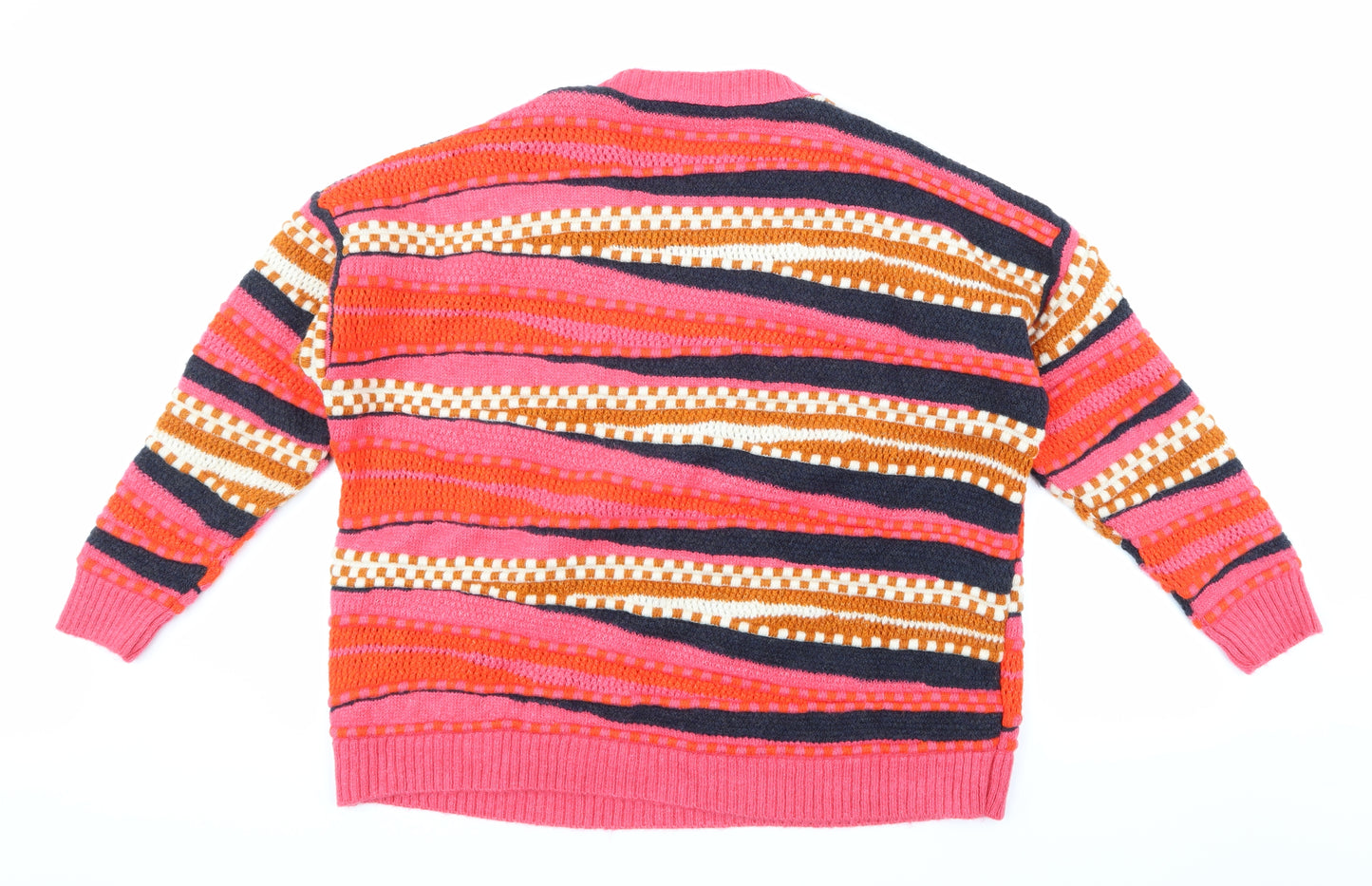 NEXT Womens Pink Striped Knit Pullover Jumper Size L