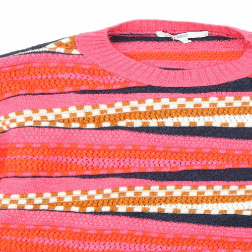 NEXT Womens Pink Striped Knit Pullover Jumper Size L