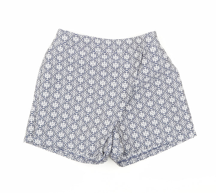 F&F Womens Blue Floral  Hot Pants Shorts Size 23 in