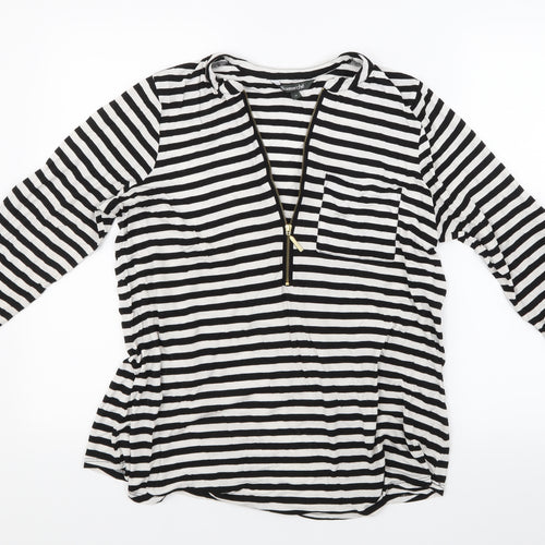 Bonmarché Womens Black Striped  Basic T-Shirt Size 10