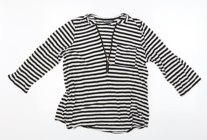 Bonmarché Womens Black Striped Basic T-Shirt Size 10