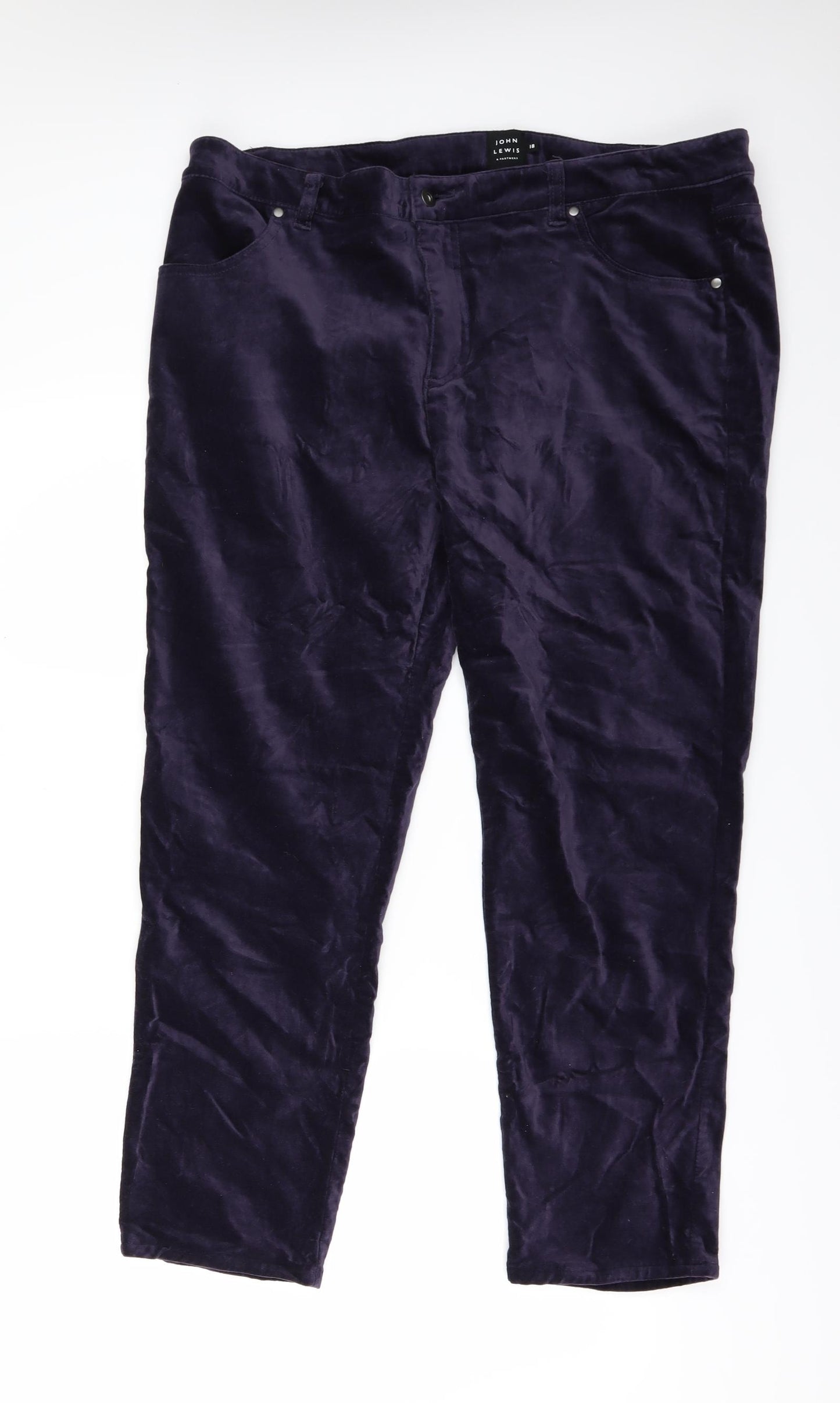 John Lewis Womens Purple  Velour Trousers  Size 18 L28 in