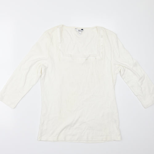 M&Co Womens White   Basic T-Shirt Size L