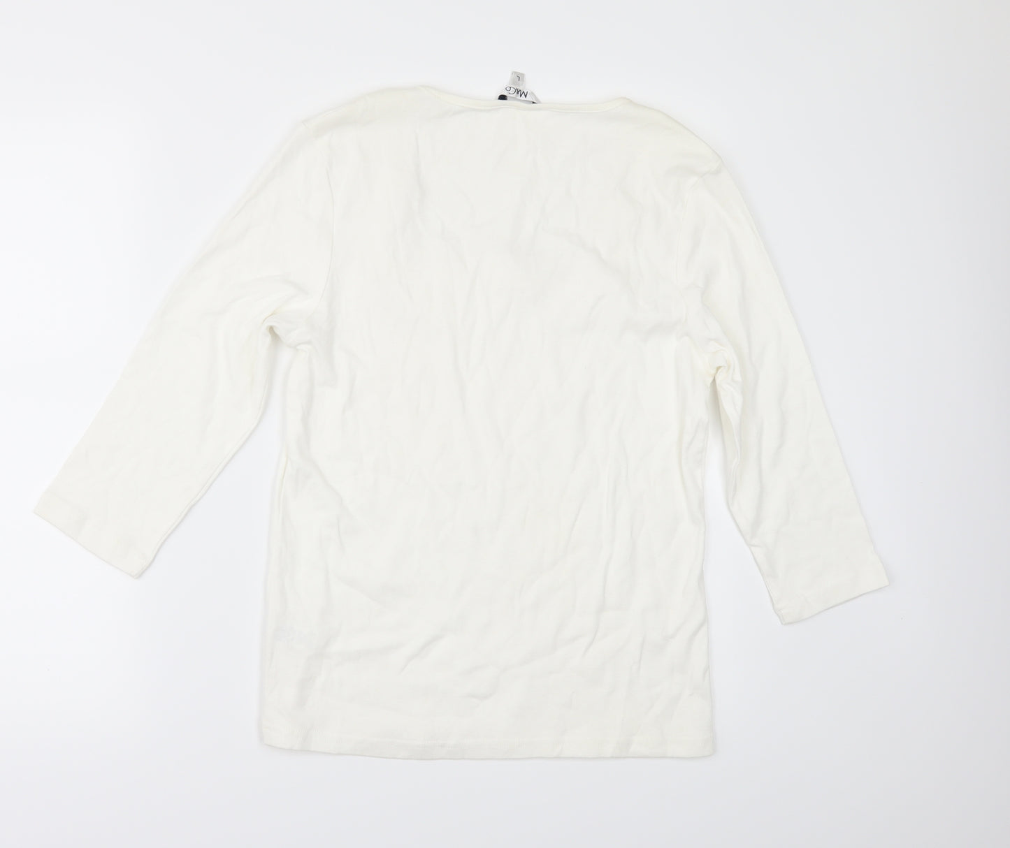 M&Co Womens White   Basic T-Shirt Size L