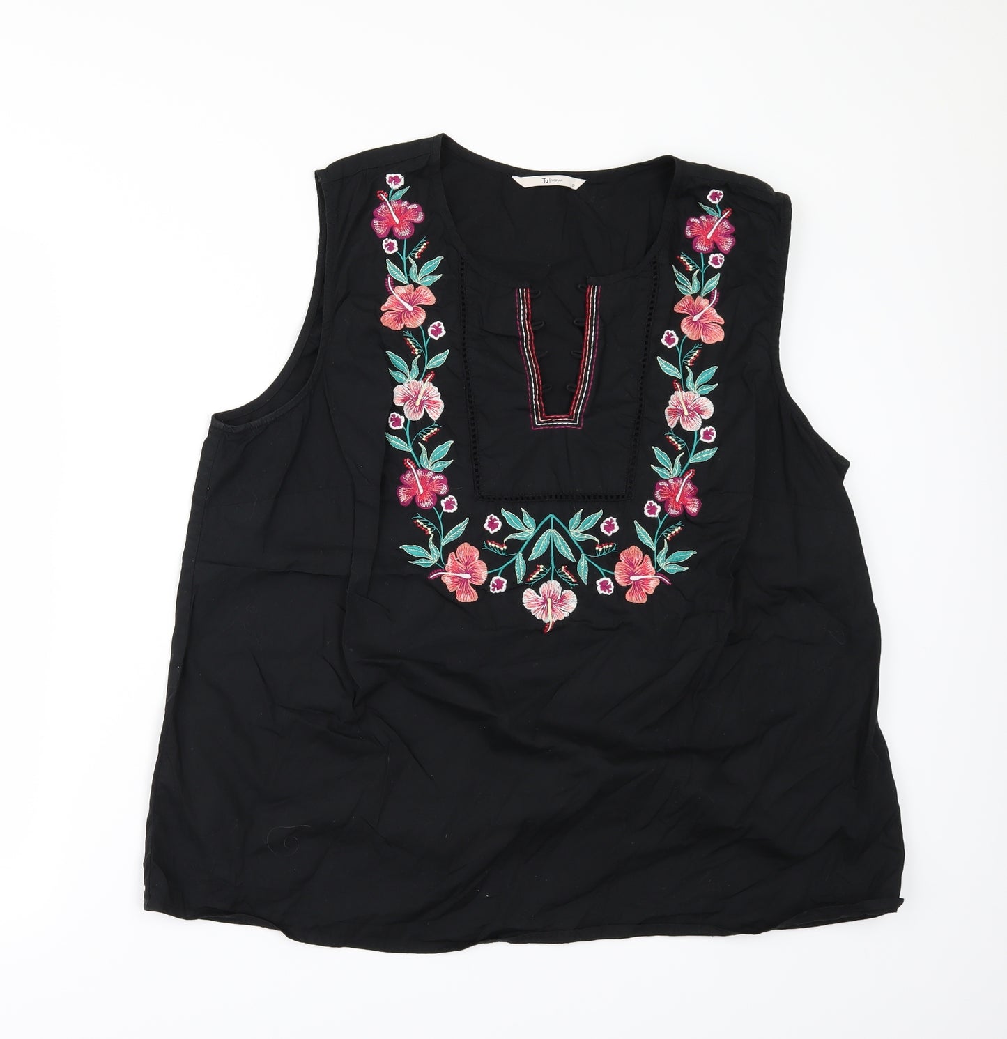 TU Womens Black Floral  Camisole Blouse Size 22