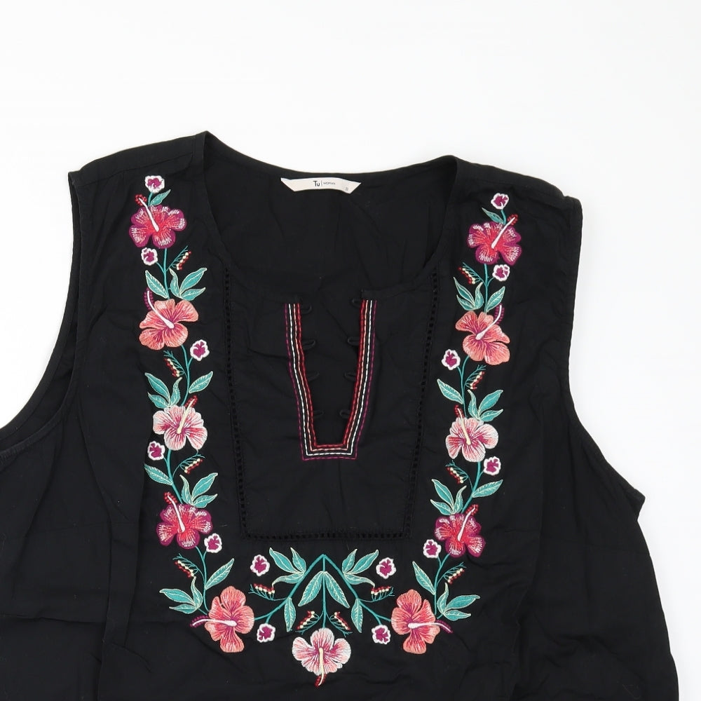 TU Womens Black Floral  Camisole Blouse Size 22
