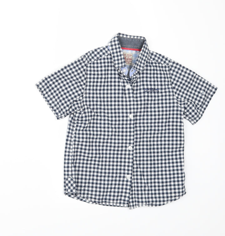NEXT Boys Blue Check Kimono Button-Up Size 4 Years