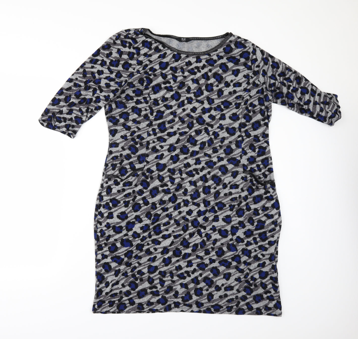 F&F Womens Grey Animal Print  Jumper Dress  Size 16