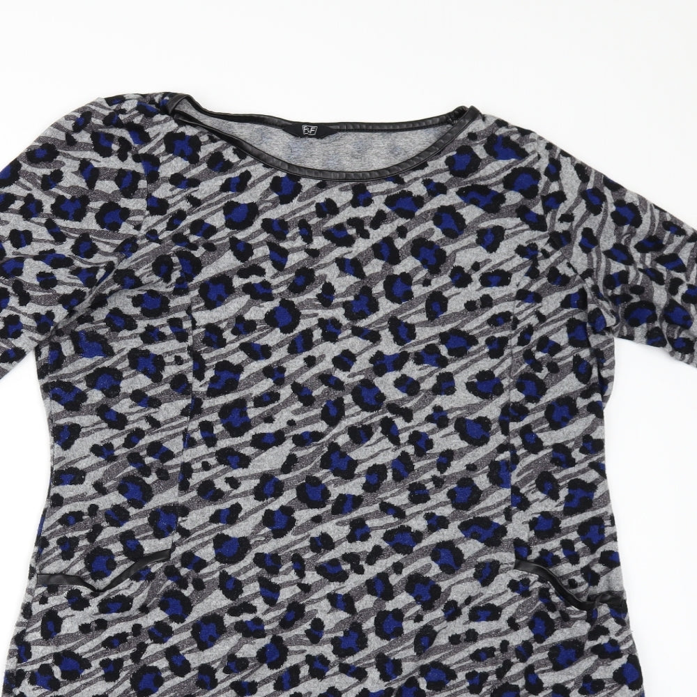 F&F Womens Grey Animal Print  Jumper Dress  Size 16