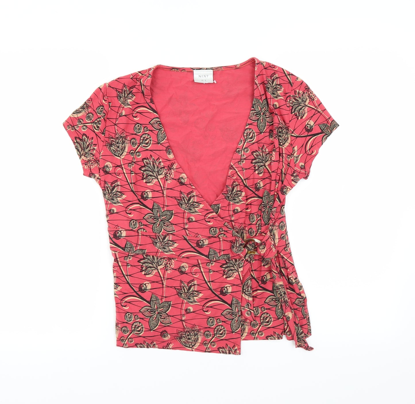 NEXT Womens Pink Floral  Wrap Blouse Size 16