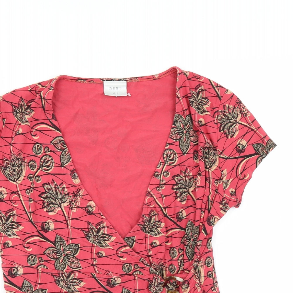 NEXT Womens Pink Floral  Wrap Blouse Size 16
