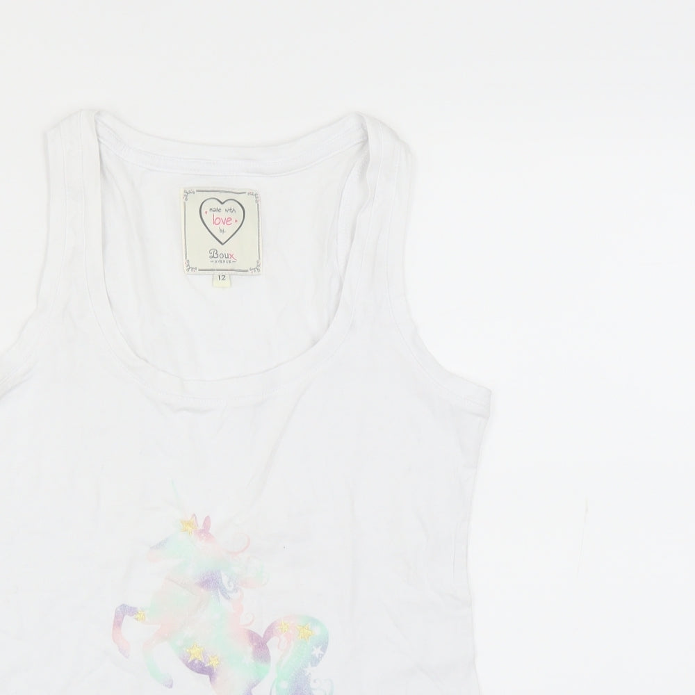 Boux Avenue Womens White Solid  Top Pyjama Top Size 12  - unicorn