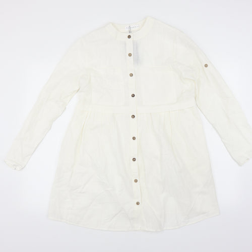 R. Vivimos Womens White   Shirt Dress  Size L