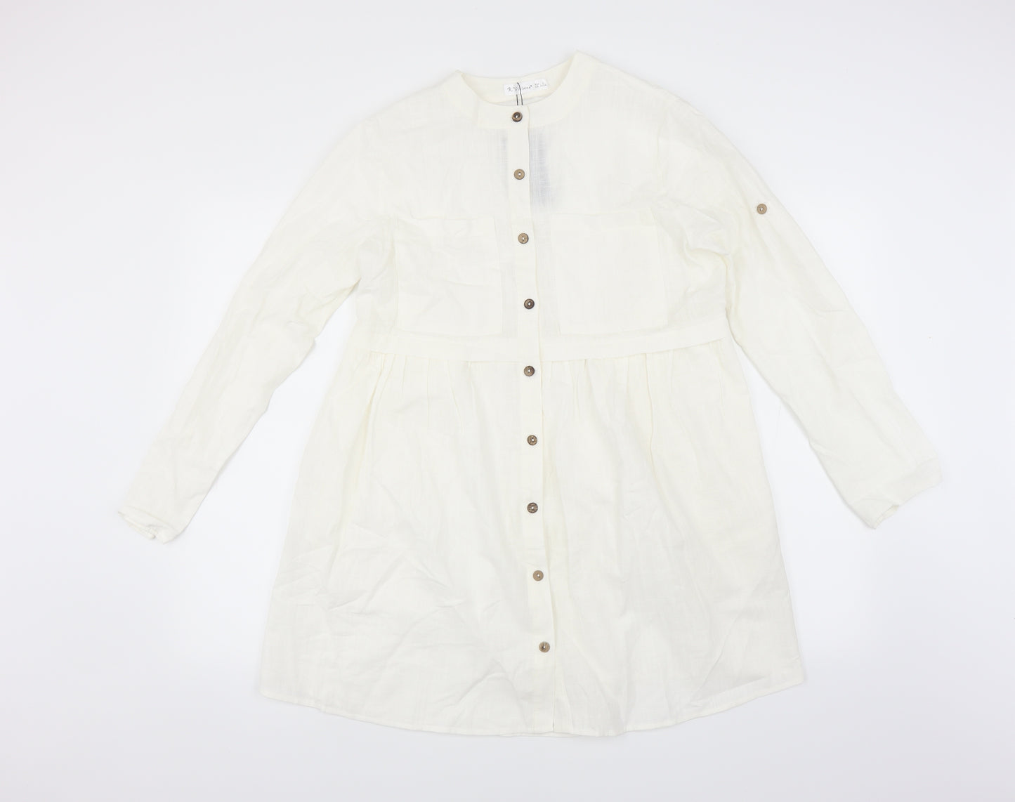 R. Vivimos Womens White   Shirt Dress  Size L