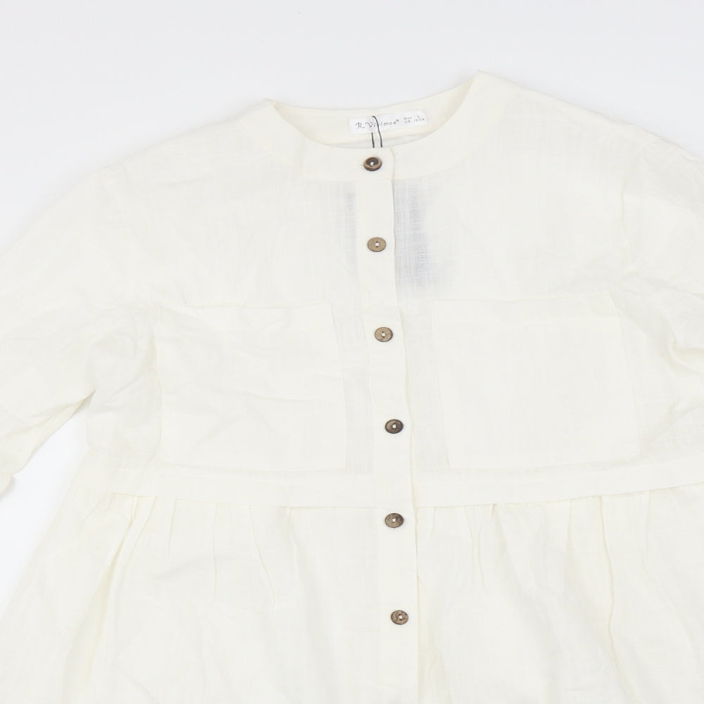 R. Vivimos Womens White   Shirt Dress  Size L