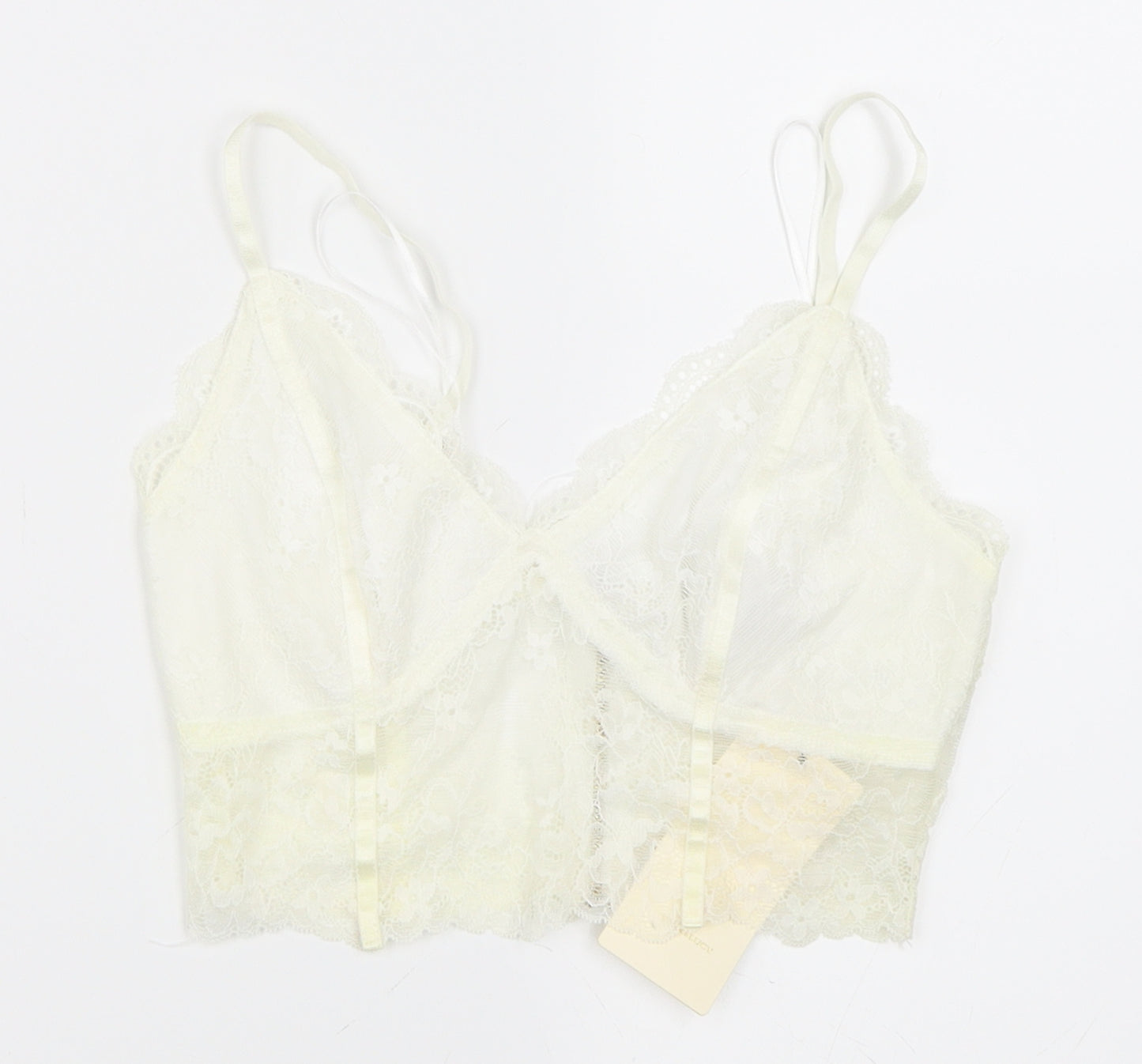Vera & Lucy Womens Ivory   Cropped Blouse Size XS  - Lace Bralet