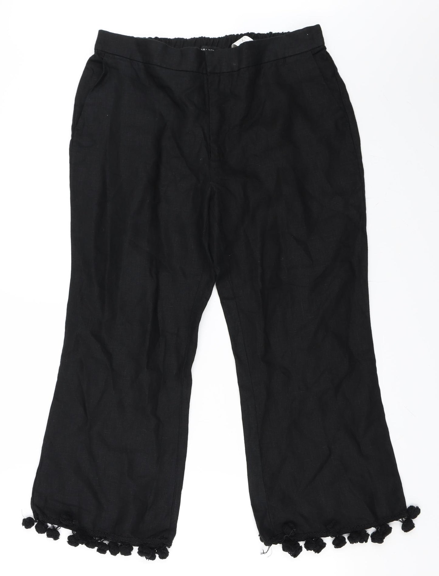 Zara Womens Black   Cropped Trousers Size L