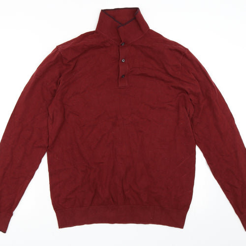 Marks and Spencer Mens Red   Henley Sweatshirt Size M