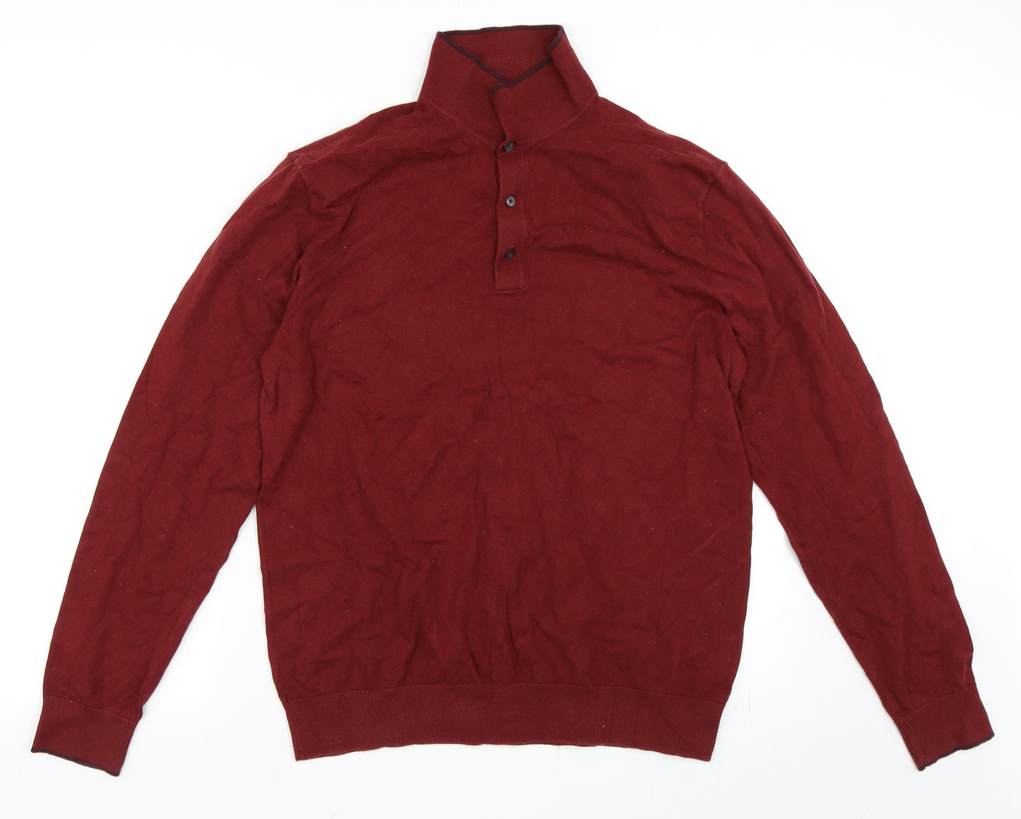 Marks and Spencer Mens Red   Henley Sweatshirt Size M