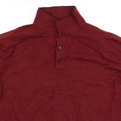Marks and Spencer Mens Red   Henley Sweatshirt Size M