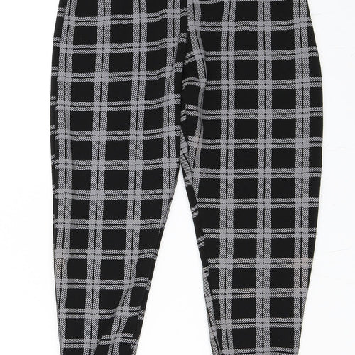 PRETTYLITTLETHING Womens Black Check  Cropped Trousers Size 6 L20 in