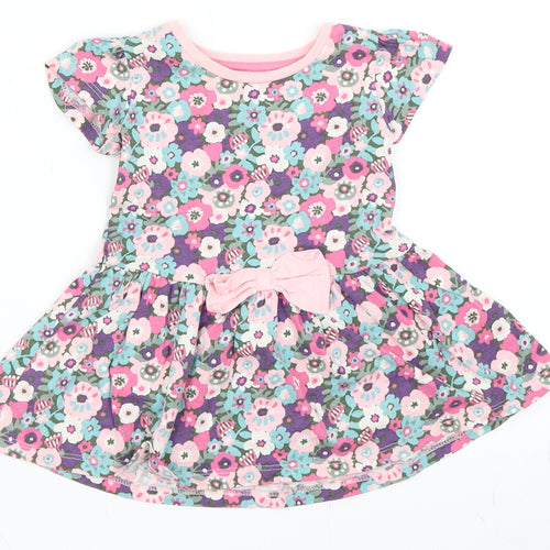 TU Girls Pink Floral  Skater Dress  Size 9-12 Months