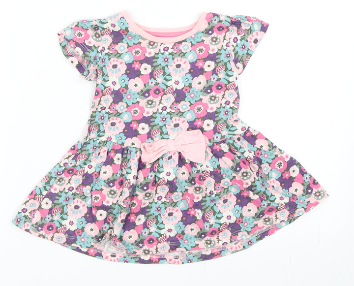 TU Girls Pink Floral Skater Dress Size 9-12 Months