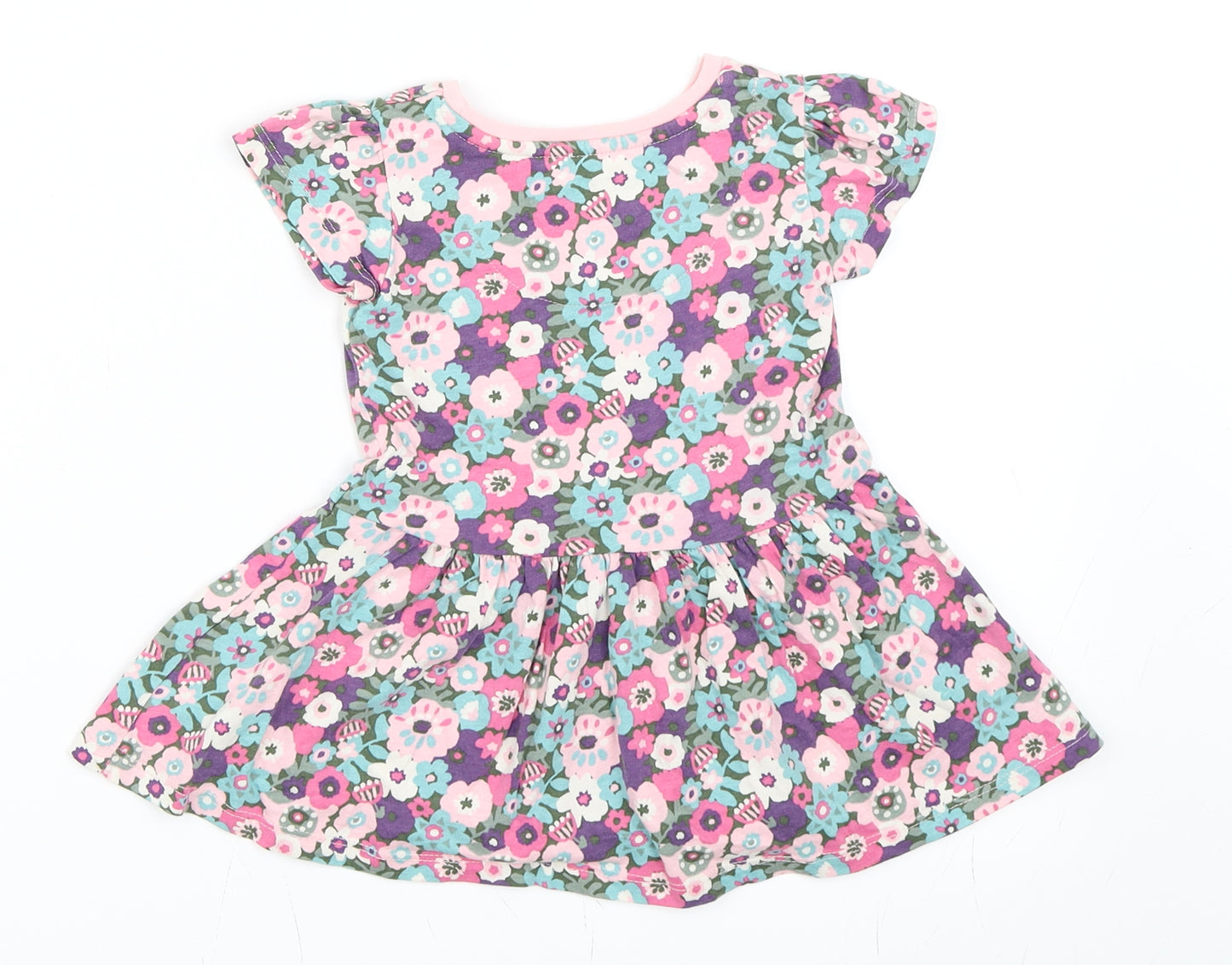 TU Girls Pink Floral  Skater Dress  Size 9-12 Months