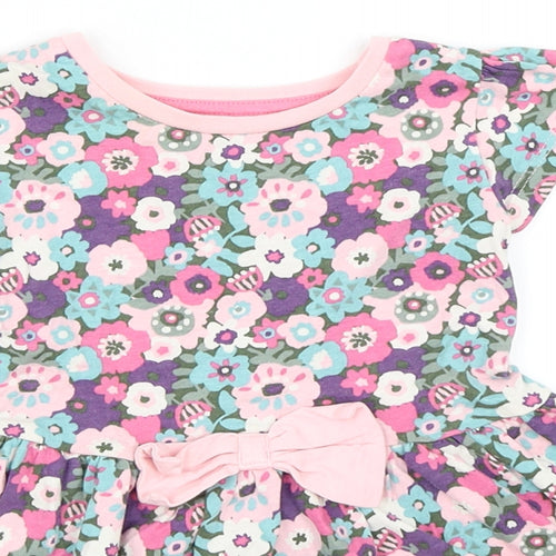 TU Girls Pink Floral  Skater Dress  Size 9-12 Months