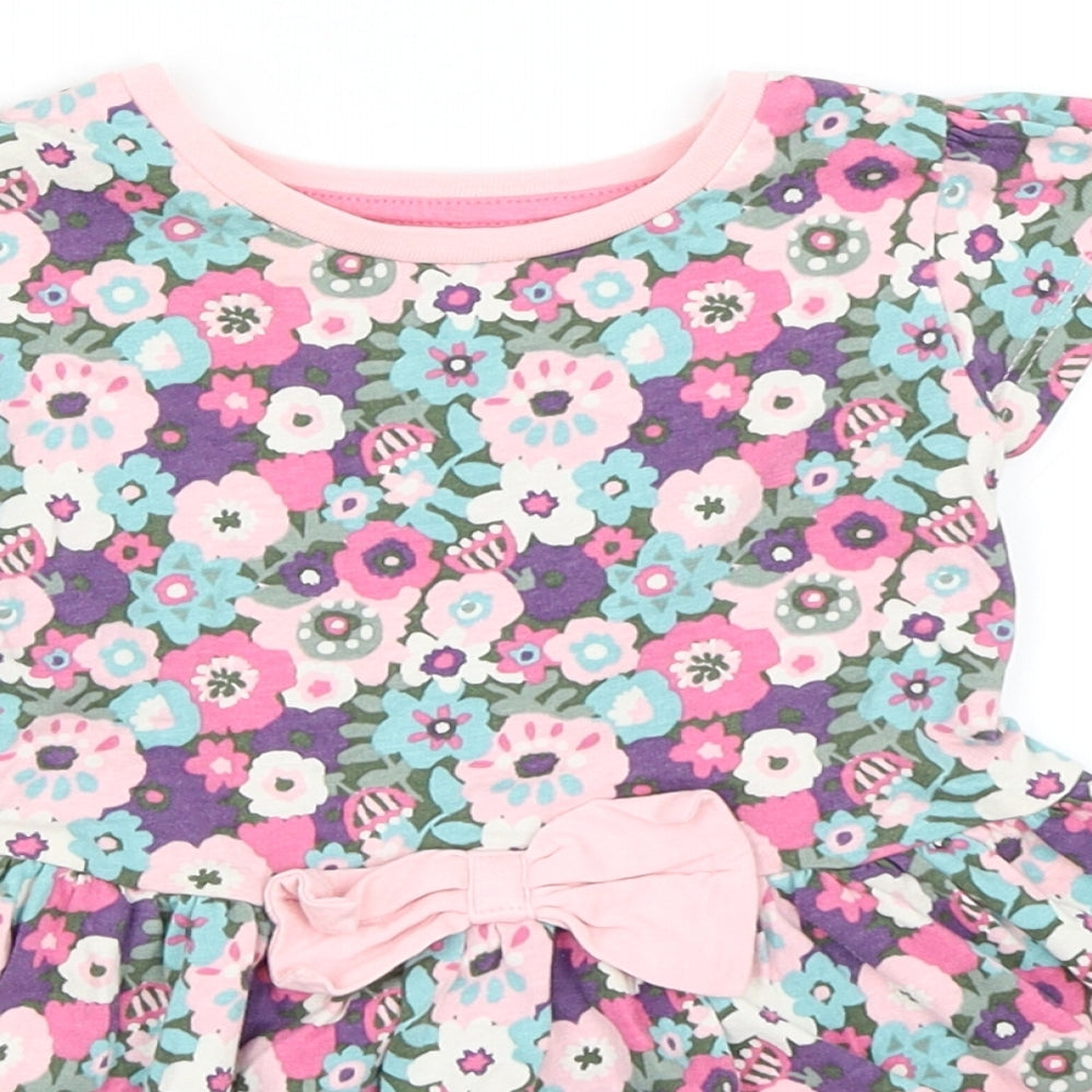 TU Girls Pink Floral  Skater Dress  Size 9-12 Months