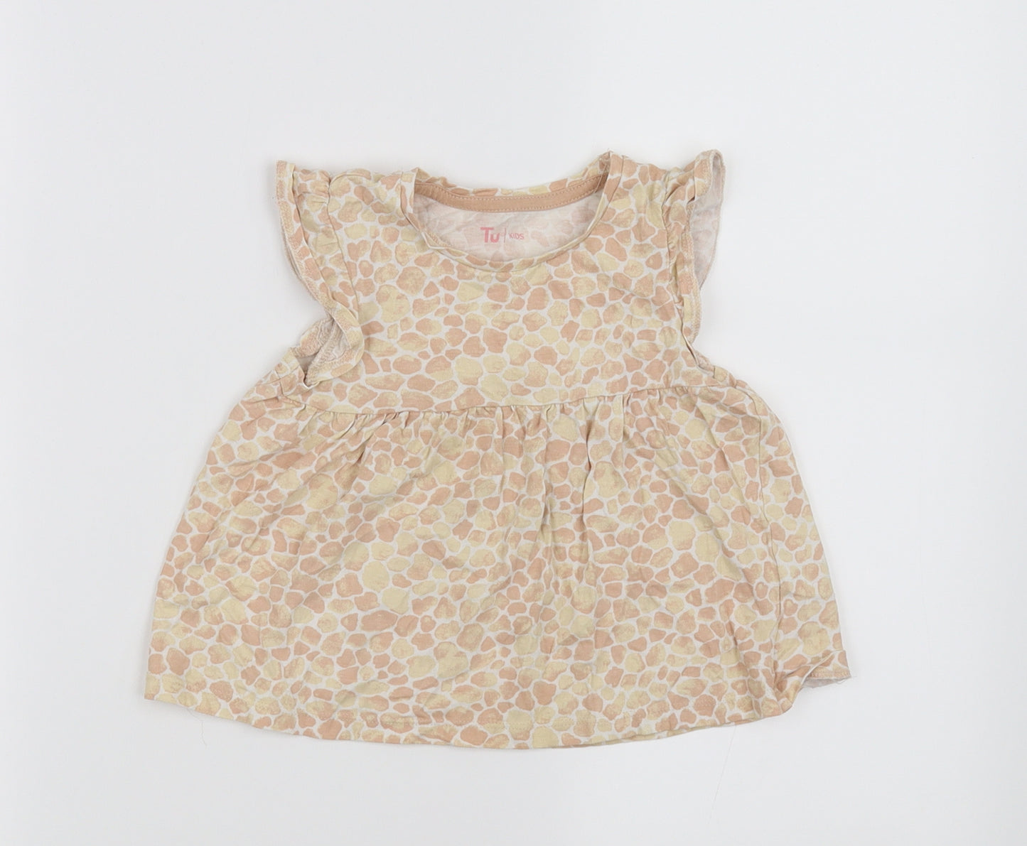 TU Girls Beige Animal Print  T-Shirt Dress  Size 2-3 Years