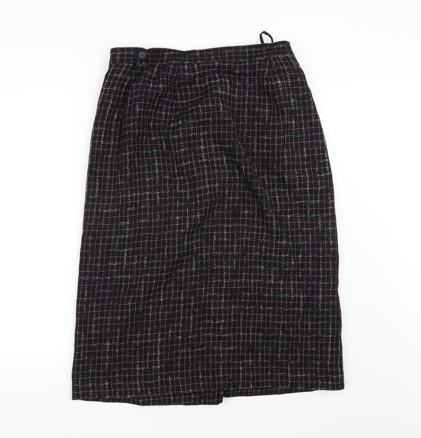 Woolmark Womens Black Check  Flare Skirt Size 16