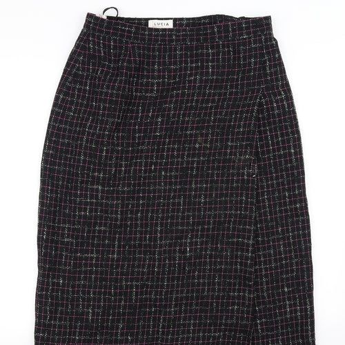 Woolmark Womens Black Check  Flare Skirt Size 16