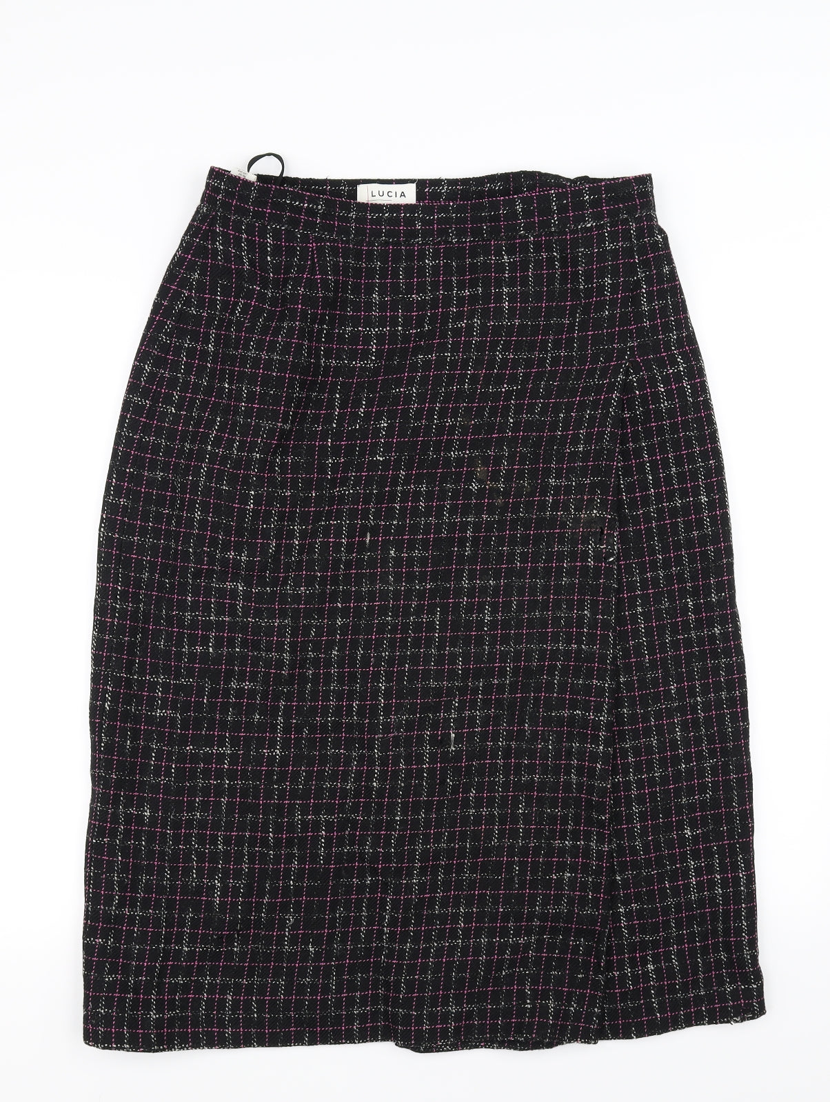 Woolmark Womens Black Check  Flare Skirt Size 16