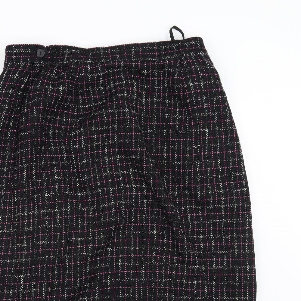 Woolmark Womens Black Check  Flare Skirt Size 16