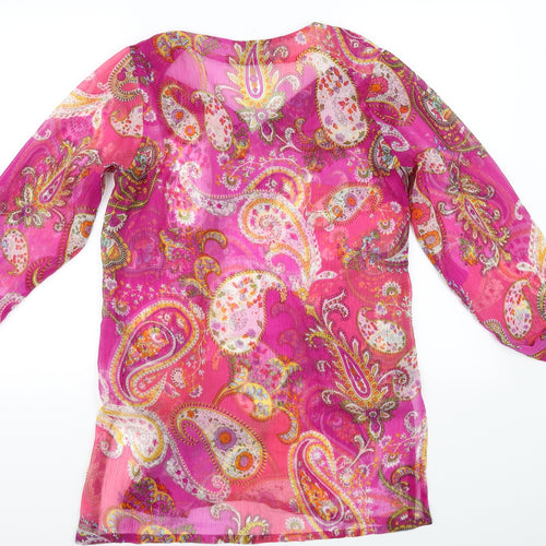 kanizhka Womens Pink Floral  Basic Blouse Size L