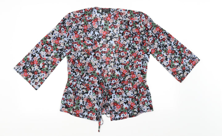 Topshop Womens Grey Floral  Cardigan Jumper Size 8