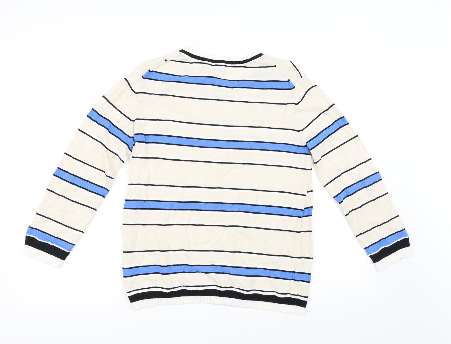 Jigsaw Mens White Striped  Pullover Jumper Size S