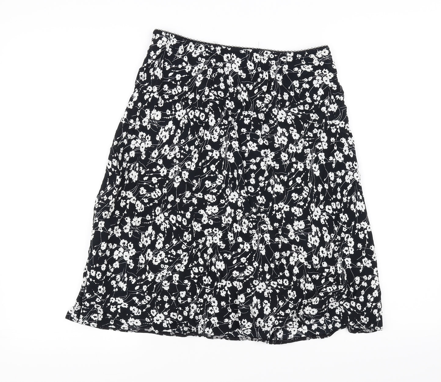 George Womens Black Floral  Flare Skirt Size 12