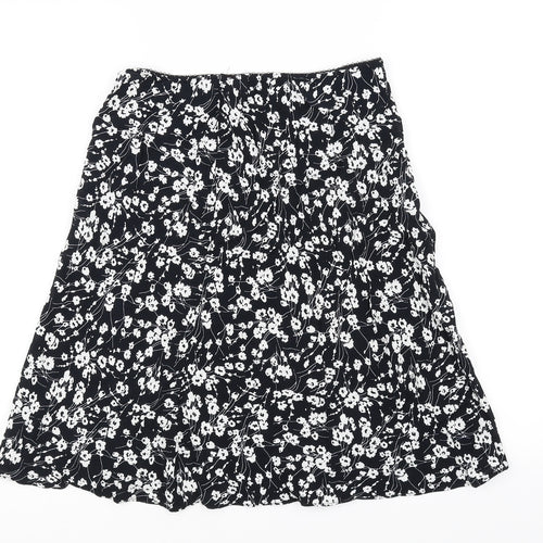 George Womens Black Floral  Flare Skirt Size 12