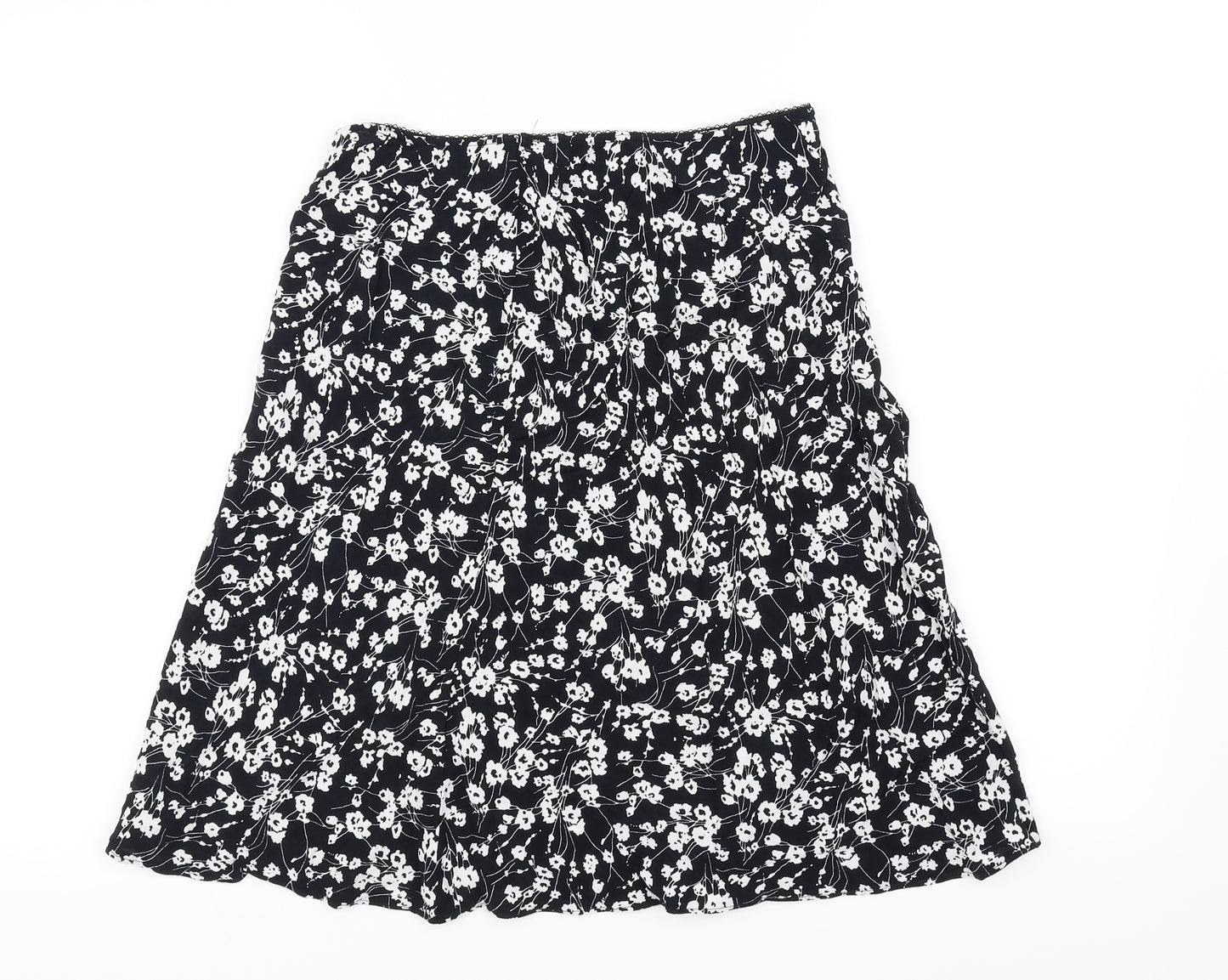 George Womens Black Floral  Flare Skirt Size 12