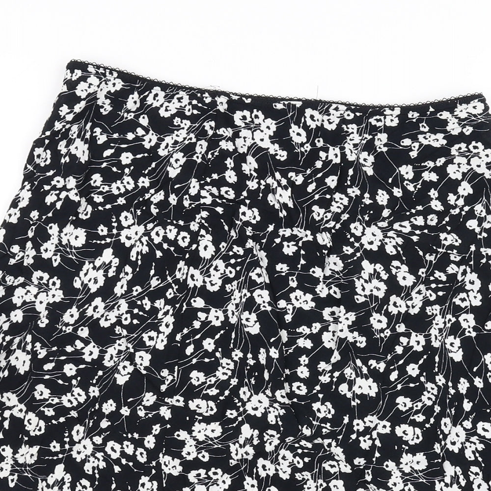 George Womens Black Floral  Flare Skirt Size 12
