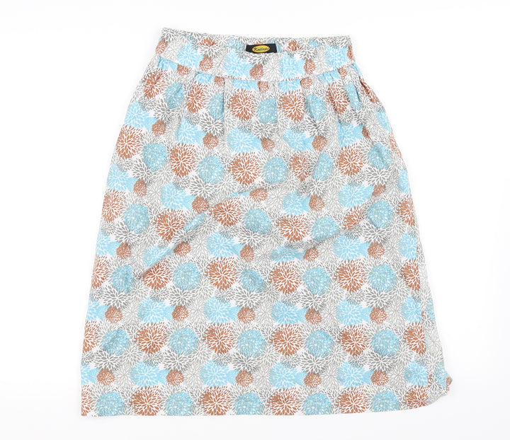 Preworn Womens Blue Floral A-Line Skirt Size 14